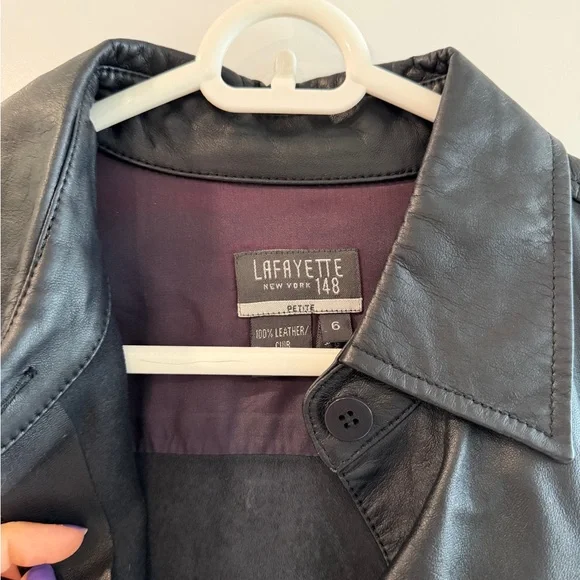 Lafayette 148 New York Black Leather Shirt - Picture 2 of 3
